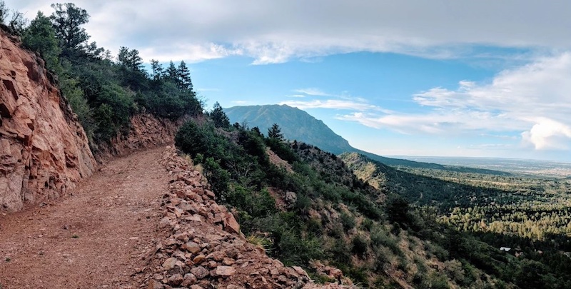 Hiking trail above Golden Eagle Campground with Cheyenne Mountain in the background