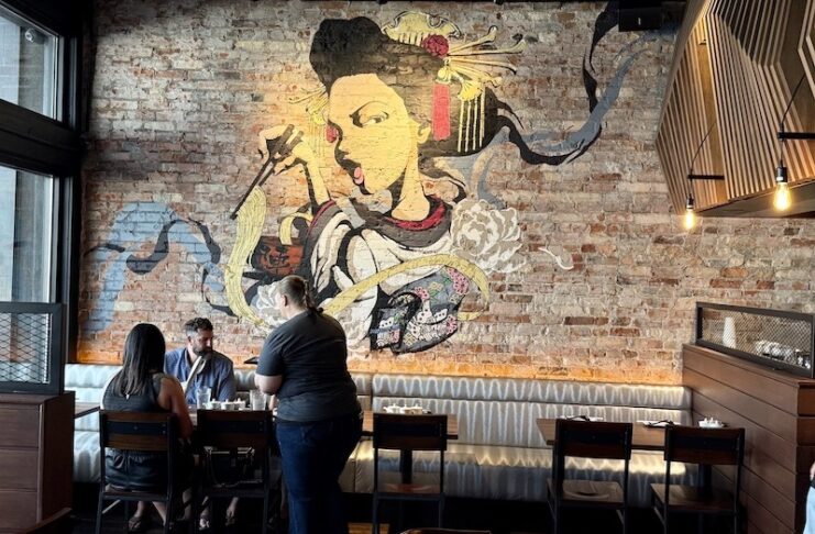 Street art style mural inside Jinya Ramen Bar in Colorado Springs