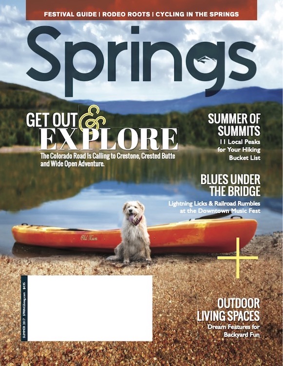 Explore with Ollie the adventure dog with a canoe and mountain lake. 