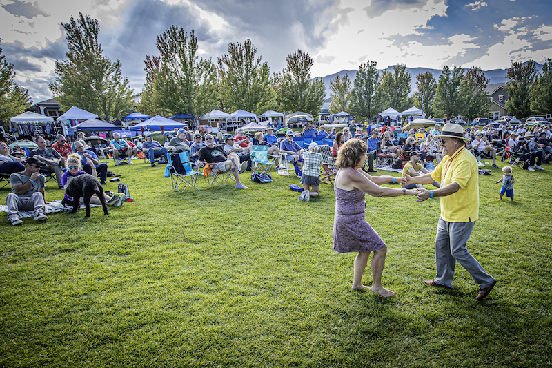 Dancers on the grass lawn at Blues on the Mesa festival in Colorado Springs