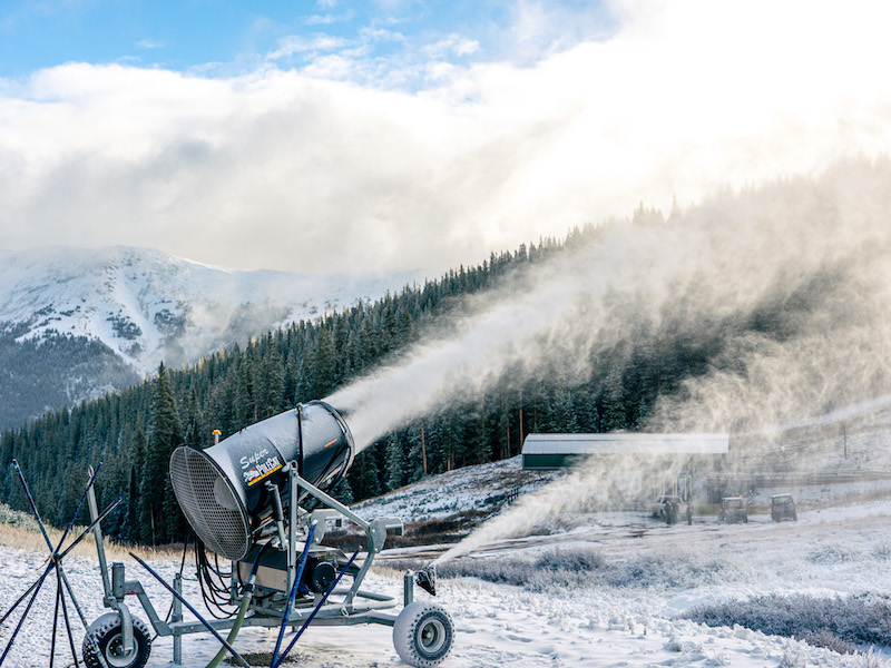 Early season snowmaking at Copper Mountain.