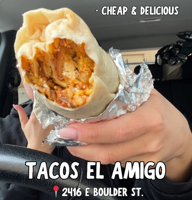 @Actuallyitsmeagan reviews the breakfast burrito at Tacos el Amigo in Colorado Springs