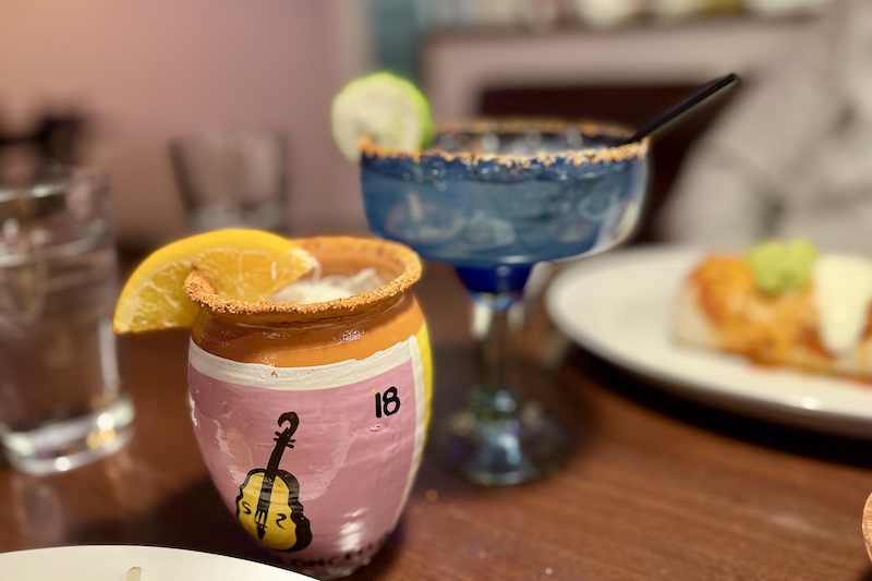 Cocktails and burrito at Jarrito Loco, a great Mexican restaurant in Colorado Springs, Monument