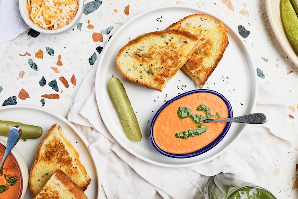 Cozy Grilled Cheese and Soup combo at Snooze.