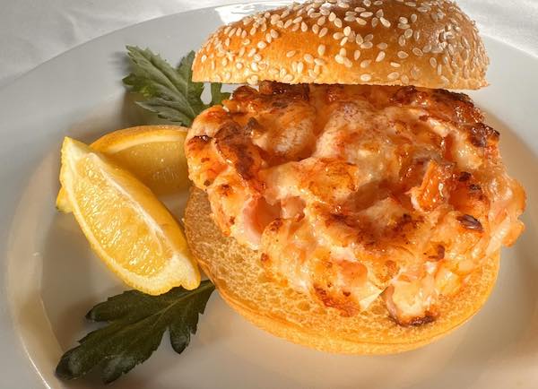 A shrimp burger from Prime Kitchen food truck at WestFax Springs Brewing in Colorado Springs.