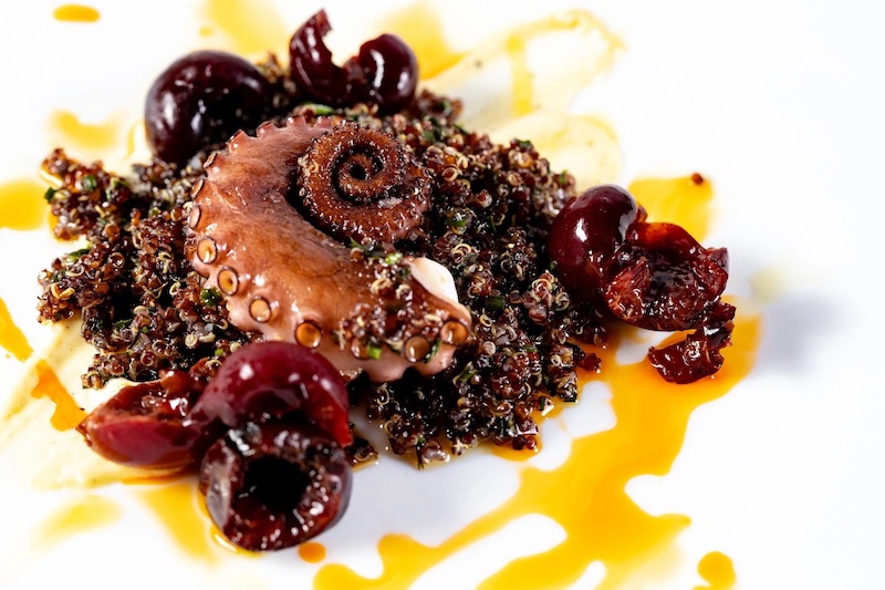 Octopus on the menu at Four by Brother Luck, one of the best restaurants in Colorado Springs.