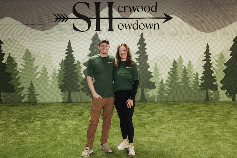 John and Eliza Hill, owners of Sherwood Showdown, where to play archery dodgeball in Colorado Springs.