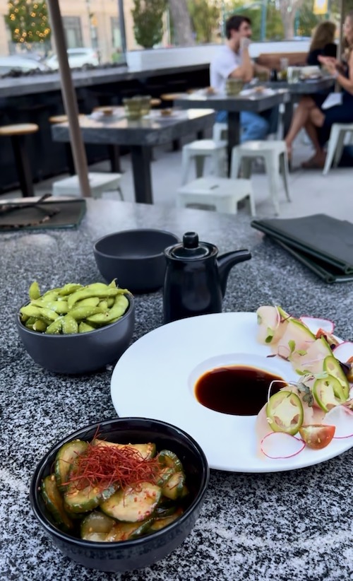Sushi and starters on the patio at Sushi Row in downtown Colorado Springs.
