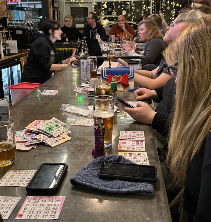 A bar full of bingo at Mash Mechanix in downtown Colorado Springs.