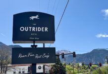 The Outrider Hotel sign in Manitou Springs
