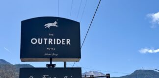 The Outrider Hotel sign in Manitou Springs