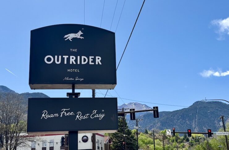 The Outrider Hotel sign in Manitou Springs