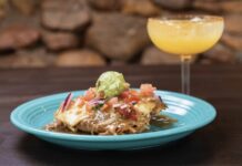 A quesadilla and margarita at Crystal Park Cantina, one of the best mexican restaurants in colorado springs and People's Choice award winner.
