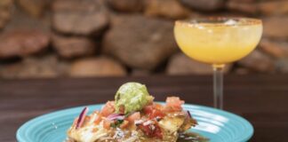A quesadilla and margarita at Crystal Park Cantina, one of the best mexican restaurants in colorado springs and People's Choice award winner.