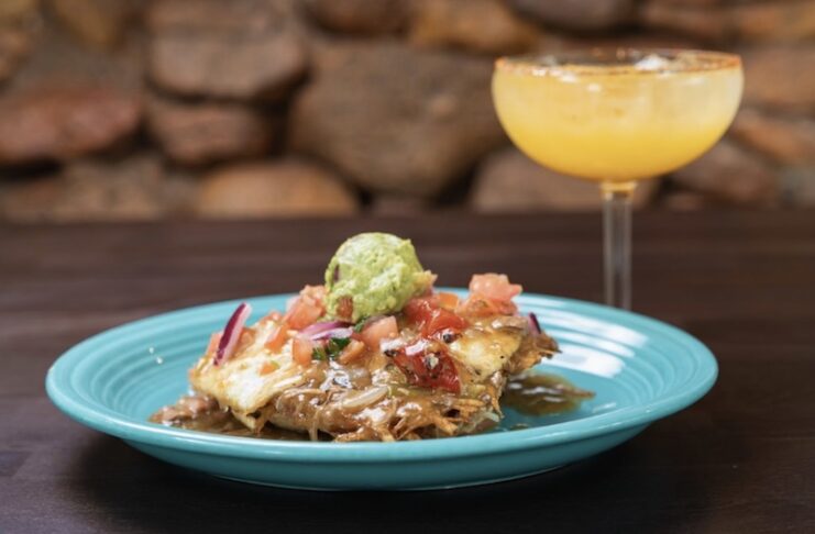 A quesadilla and margarita at Crystal Park Cantina, one of the best mexican restaurants in colorado springs and People's Choice award winner.