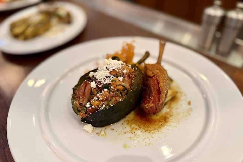 The Moulard Duck Chile Relleno on the Summit restaurant spring menu at The Broadmoor. 