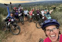 A women's mountain biking group ride with WMBA in Colorado Springs.