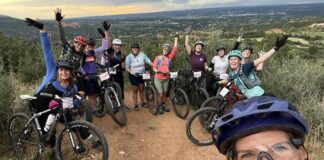 A women's mountain biking group ride with WMBA in Colorado Springs.