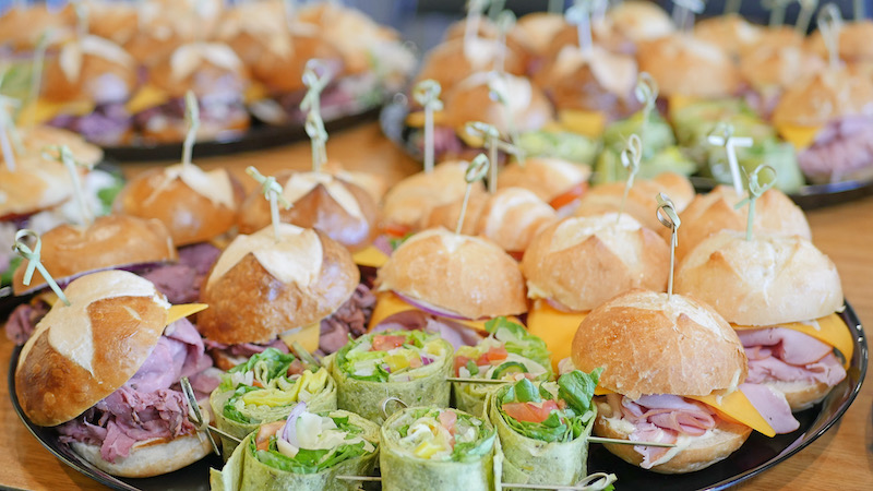 A catering tray full of sandwich varieties at Colonel Mustard's Sandwich Emporium in Colorado Springs.