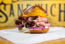 Share the Love, Pass the Mustard at Colonel Mustard’s Sandwich Emporium The London Broil Pretzel Roll sandwich at Colonel Mustard's Sandwich Emporium in Colorado Springs