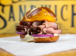 Share the Love, Pass the Mustard at Colonel Mustard’s Sandwich Emporium The London Broil Pretzel Roll sandwich at Colonel Mustard's Sandwich Emporium in Colorado Springs