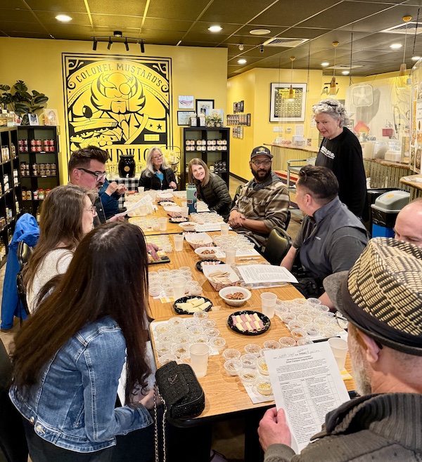 Mustard tasting team at Colonel Mustard's Sandwich Emporium.