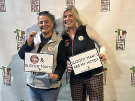 How to Bestie in COS Besties Laura Eurich and Carrie Simison as judges at the Bloody Mary Festival in Denver.