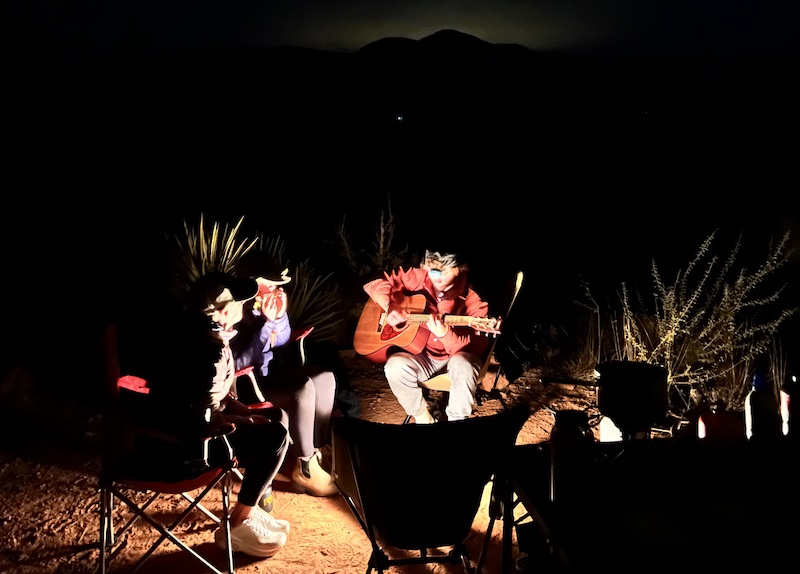 Singing around an Ignik Fireman campfire in Sedona