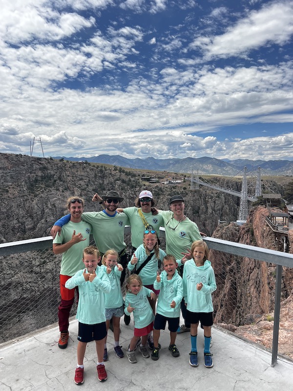 Community Highlines athletes and young slackline fans at the Royal Gorge Bridge and Park. 