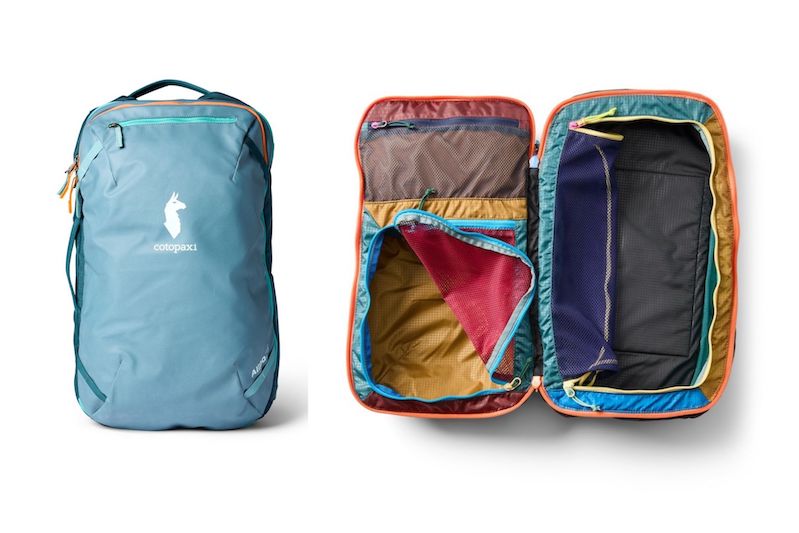 Cotopaxi Allpa open and closed, one of our picks for best backpacks for traveling