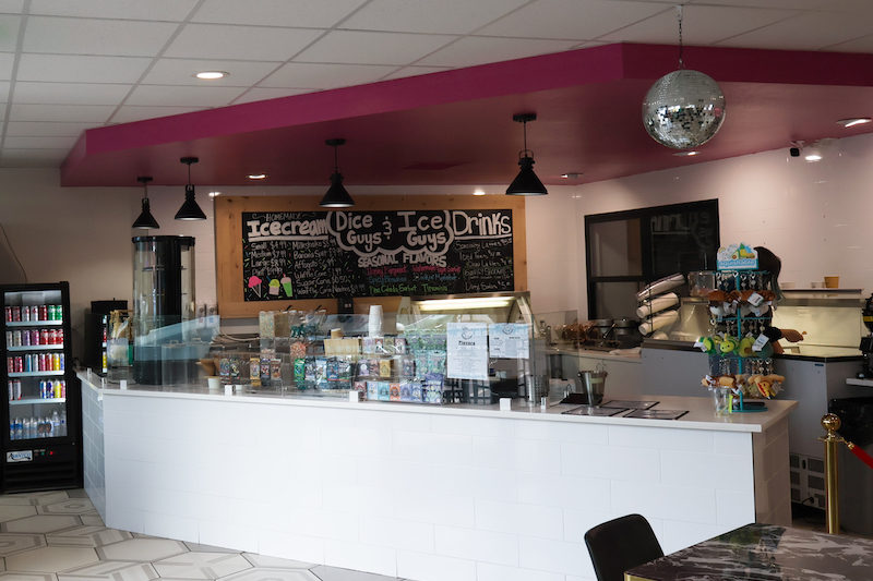 The ice cream counter at Ice Guys Homemade Ice Cream downtown.