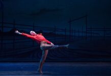A dancer from the Oklahoma City Ballet performs on stage at the Green Box Arts Festival.