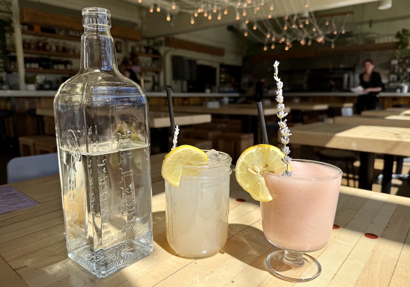 A mocktail and cocktail at White Pie.
