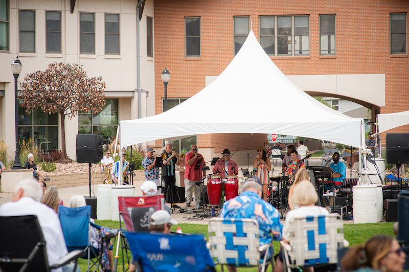 Collective Groove plays on stage at Music on the Mesa in 2025