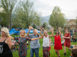 Music on the Mesa Is Don’t-Miss Community Fun Neighbors dance in a line at Music on the Mesa at Gold Hill Mesa in Colorado Springs