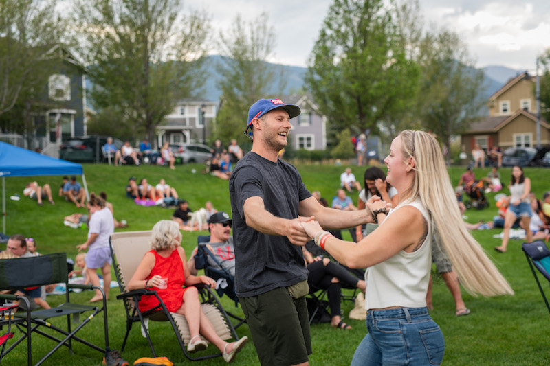A couple dances at Music on the Mesa at Gold Hill Mesa.