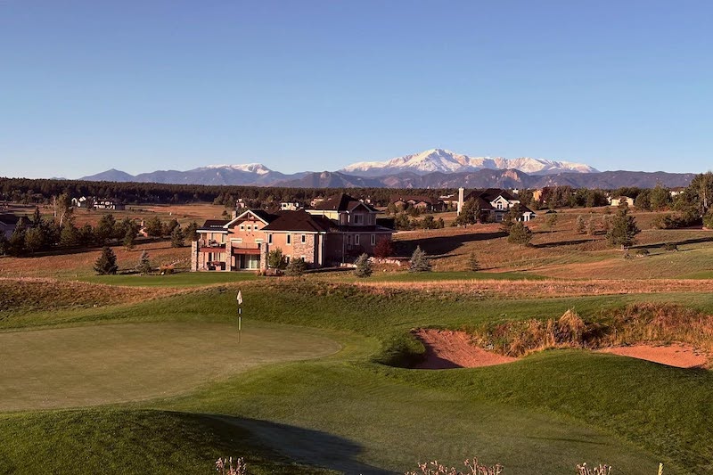 September scenery and Pikes Peak from Kings Deer Golf Course