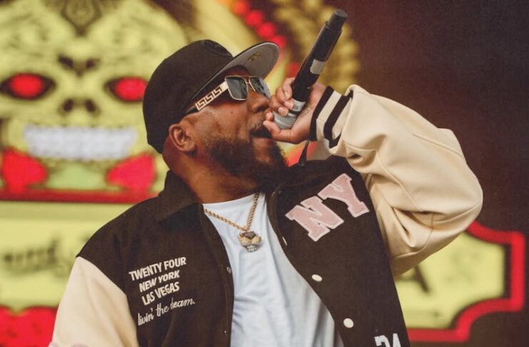 A rapper on stage at the Tacos and Tequila Festival in Colorado Springs.