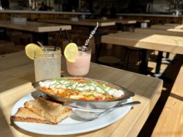 Don’t Overlook Brunch at White Pie Brunch at White Pie in Colorado Springs featuring a frose, lavender mocktail and Frittata Affogata