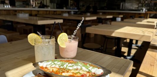 Don’t Overlook Brunch at White Pie Brunch at White Pie in Colorado Springs featuring a frose, lavender mocktail and Frittata Affogata