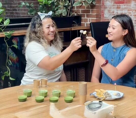 BrewCHA Brings Tranquility to Colorado Springs Fatima Concepcion and Dai Wong taste test matcha powders at BreCHa matcha lounge in downtown Colorado Springs.