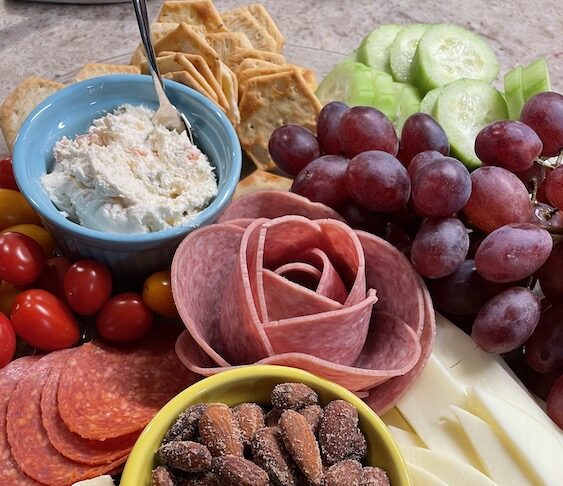 A DIY charcuterie board for girl dinner