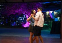 A couple dances eat Moonlight on the Mountain at the Cheyenne Mountain Zoo.