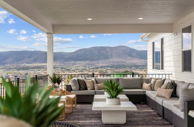 A view of the mountains from the patio of a new home in the Colorado Springs Parade of Homes 2026.