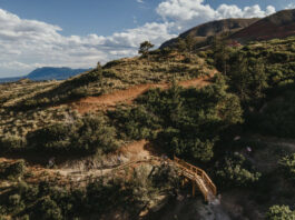 New Trail Updates for Colorado Springs A mountain biker on the new Blodgett bike hill in Blodgett Open Space.