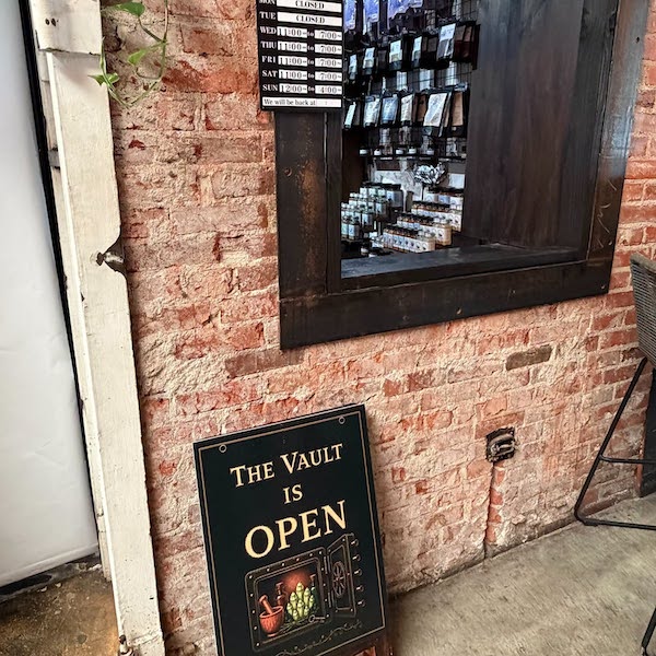 Door and sign to the Green Magick Vault in COATI