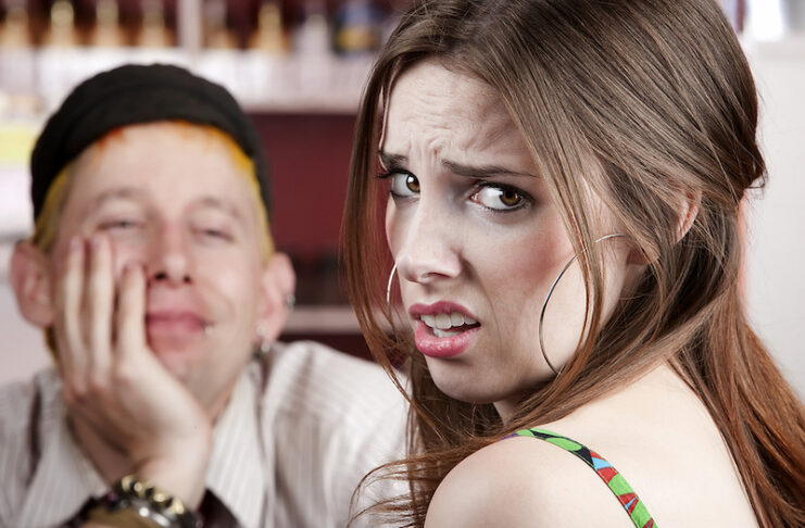 Annoyed woman on a bad first date