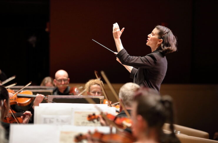 Music Director Chloe Dufresne conducts the Colorado Springs Philharmonic.