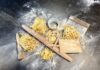Handmade pasta and cooking utensils at Roth's cooking class with Chef Ricky Biswas.