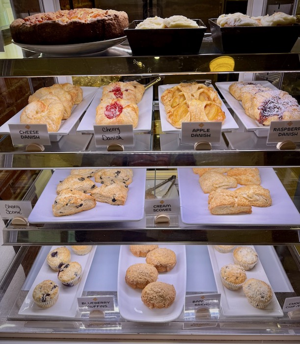 The pastry case at Yellow Brick Bake Shop, now open for breakfast at Ivywild School.